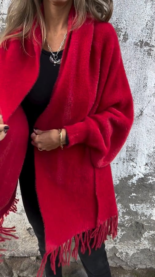 🍂Herbst-Specials🍂Langärmliger, lässiger Schalmantel mit Quaste für Damen