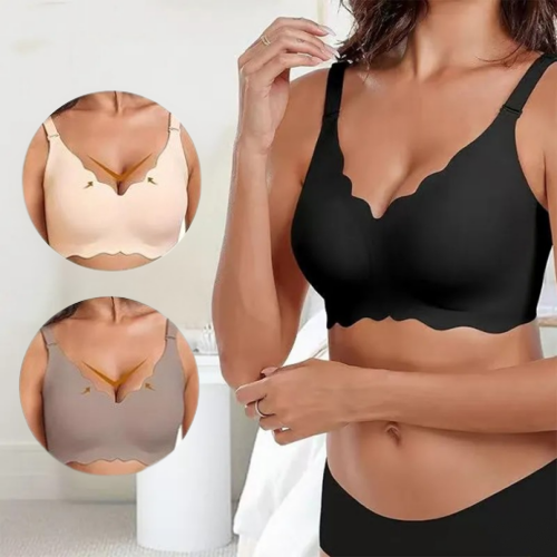Nahtloser Push-up-BH mit tiefem V-Ausschnitt und ohne Bügel