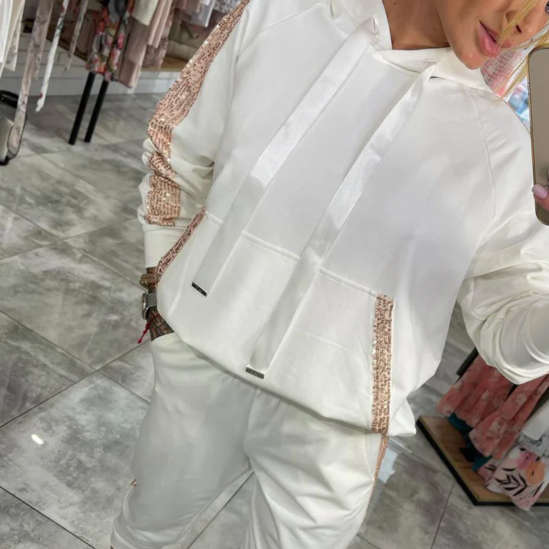 ✨Herbst-Neuankünfte Begrenzte Zeit 50% Rabatt✨Damen Kapuzenoberteile mit Kordelzug & Hosen 2-Teiliges Set