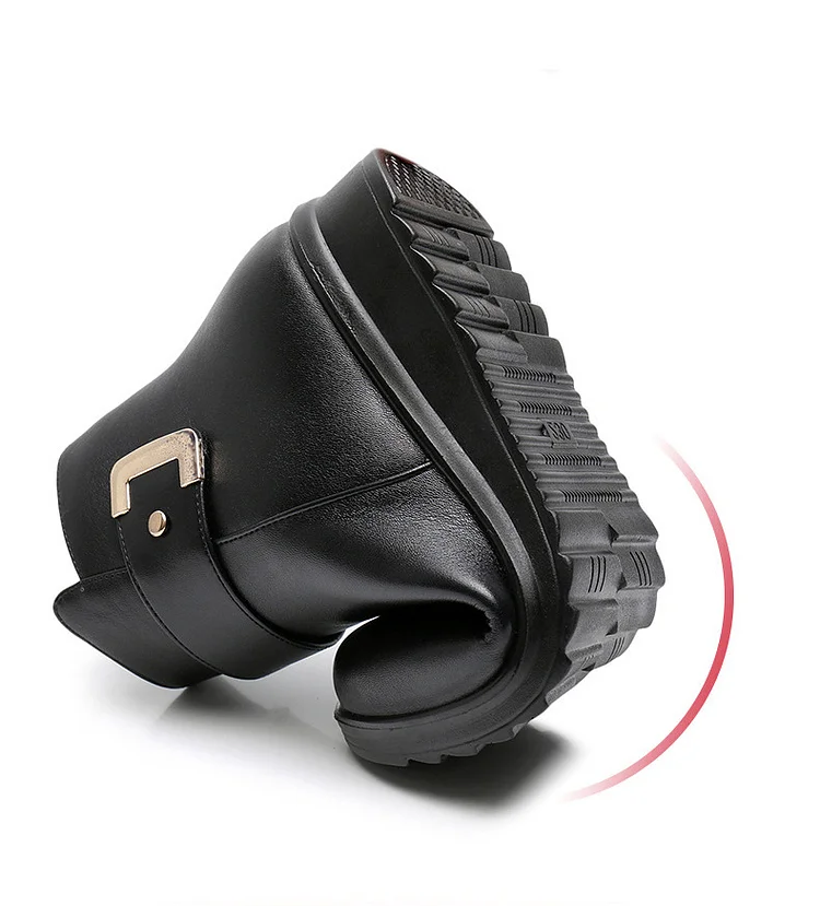 Orthopädische Damenstiefel aus echtem Leder und Wolle mit Metallschnalle💟