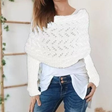 đ„Womenâs Knitted Cut-Out Shawl Poncho Wrap