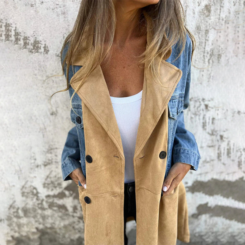 đ„° zeitlich begrenztes preisliches Angebot đ„°Mittellanger Trenchcoat mit Denim-Jeans-NĂ€hten