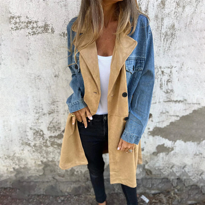 đ„° zeitlich begrenztes preisliches Angebot đ„°Mittellanger Trenchcoat mit Denim-Jeans-NĂ€hten