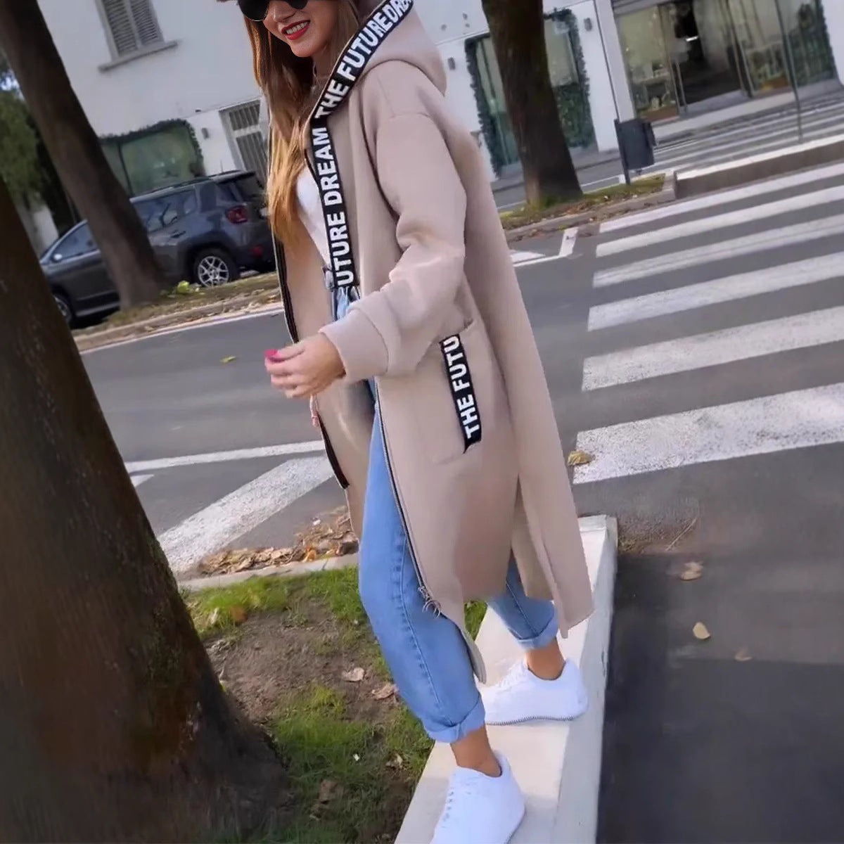 ⏳Begrenzte Zeit 50% Rabatt💥Lange, lässige, einfarbige Damenjacke mit Kapuze
