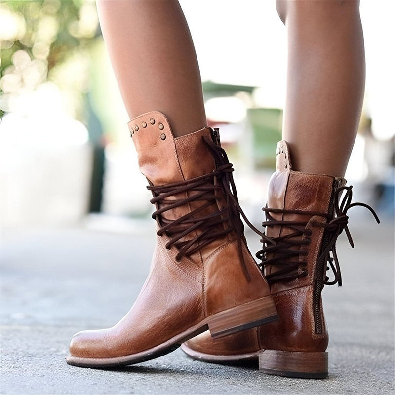 🔥2025 Neueste 🔥 Vintage Damenstiefel mit seitlicher Schnürung