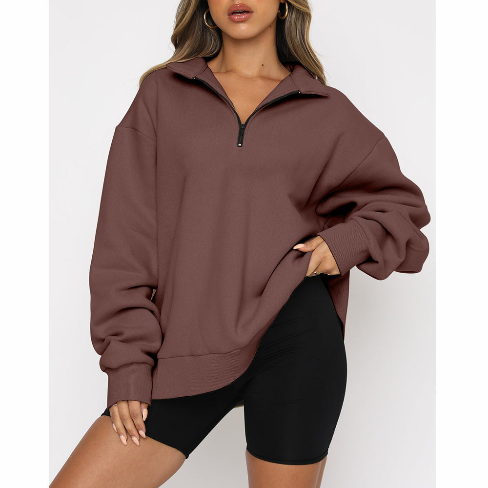 ⏳Begrenzte Zeit 50% Rabatt💥Sweatshirt mit überschnittenen Schultern und Reißverschluss für Damen