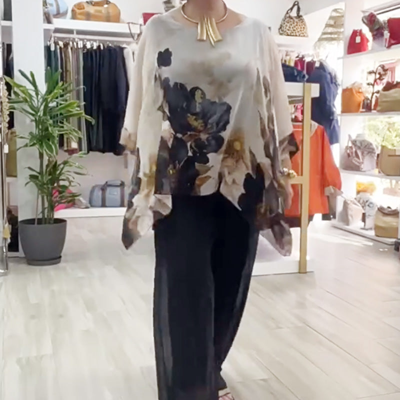 💖Damen-Casual-Oberteil mit Rundhalsausschnitt und Print