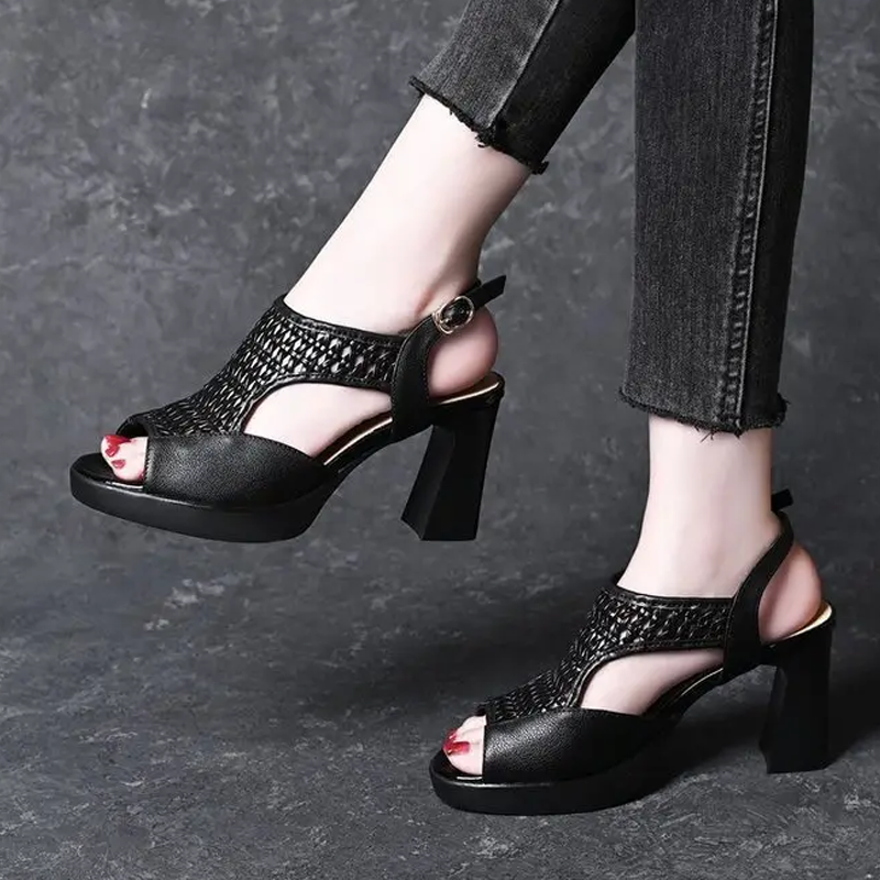 Weiche, bequeme Peeptoe-Sandaletten für Damen
