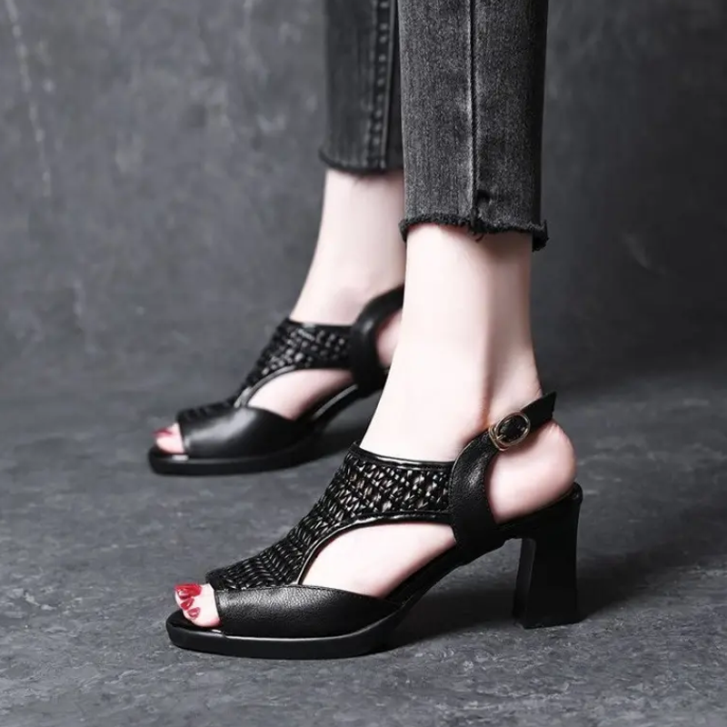 Weiche, bequeme Peeptoe-Sandaletten für Damen
