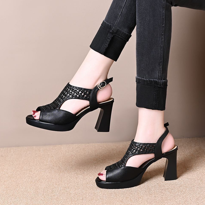 Weiche, bequeme Peeptoe-Sandaletten für Damen