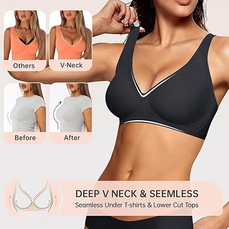 Nahtloser Push-up-BH mit tiefem V-Ausschnitt und ohne Bügel
