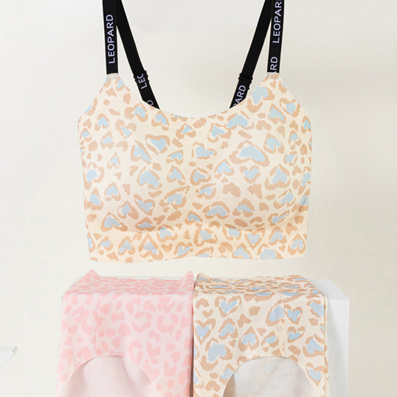 Nahtloses Unterwäsche-Set mit Leopardenmuster für Damen (BH & Slip)