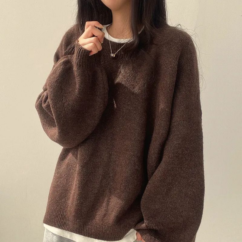 Damen lässiger, gemütlicher und warmer Pullover in großen Größen