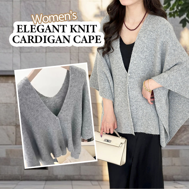 ✨ Damen Elegante Strick-Cardigan-Cape · Warme Modische Strickjacke mit Cape-Design