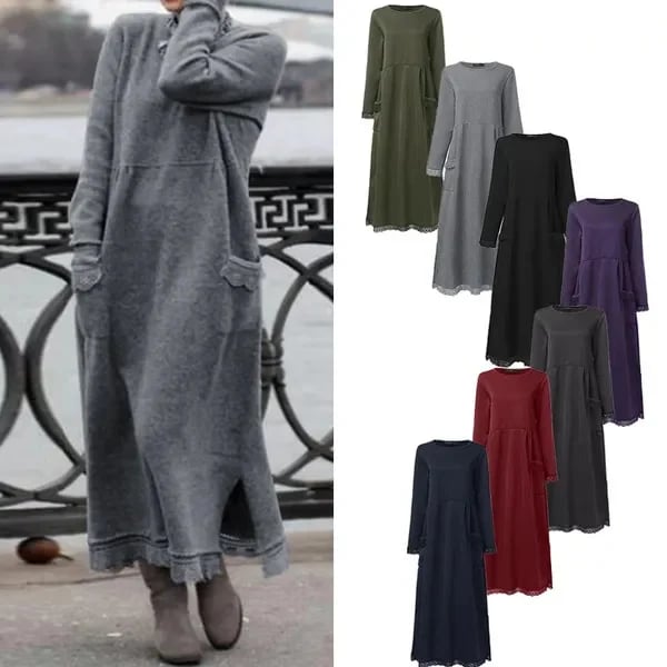 🔥Ferienangebot 58 % Rabatt🔥Lockeres Maxikleid aus Spitze in Übergröße Nein
