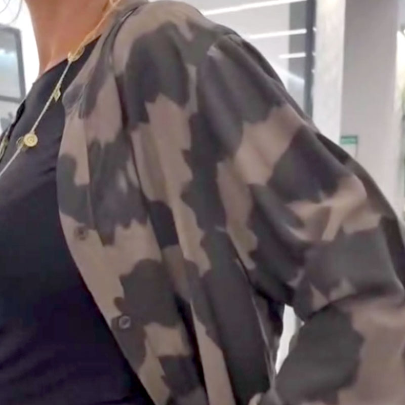 Schicke bedruckte Maxi-Strickjacke mit langen Ärmeln für Damen