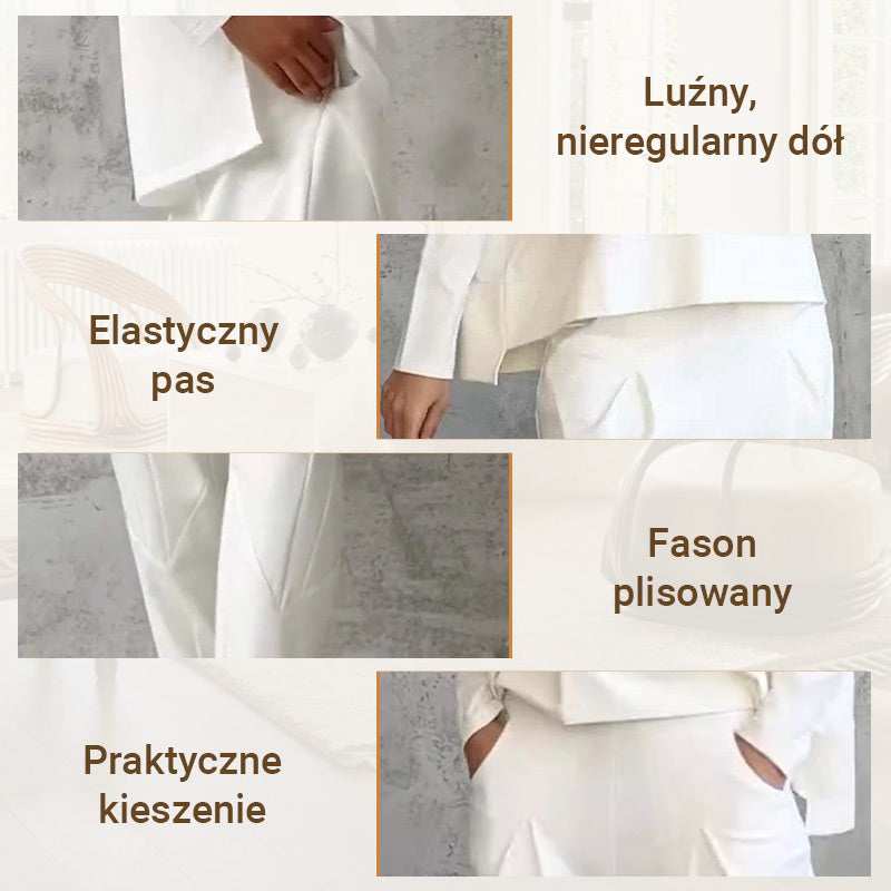 🔥Sommerangebot🔥 2-teiliges Set aus langärmligem Oberteil und Hose mit Rundhalsausschnitt