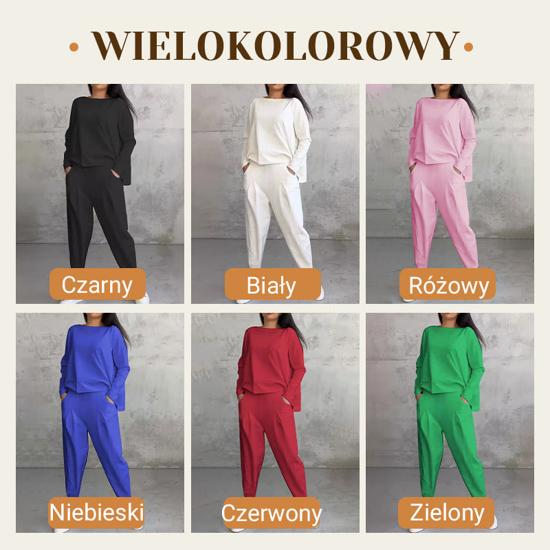 🔥Sommerangebot🔥 2-teiliges Set aus langärmligem Oberteil und Hose mit Rundhalsausschnitt