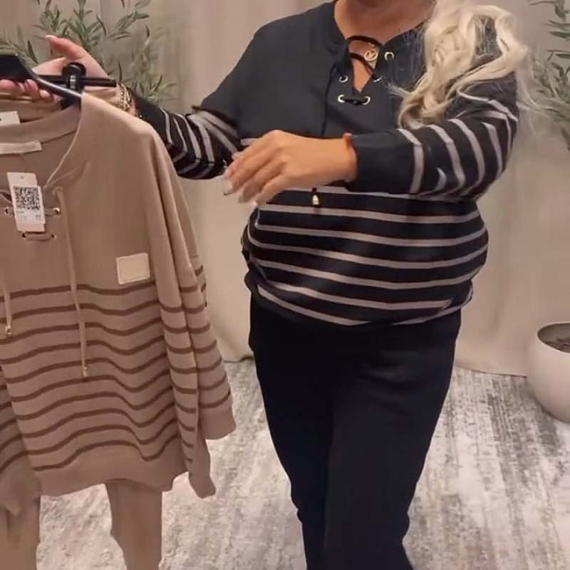 Lässiges gestreiftes Oberteil & knöchellange Hose im Set