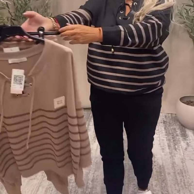 Lässiges gestreiftes Oberteil & knöchellange Hose im Set