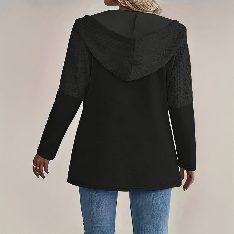 LOSWIE®Trendy Damenjacke mit Kapuze und langen Ärmeln und Reißverschluss