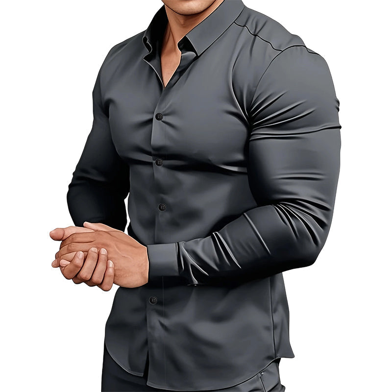 đ„LAST DAY SALE 50% OFFđ„Men's Solid Color Lapel Long Sleeve Button-Down Shirts