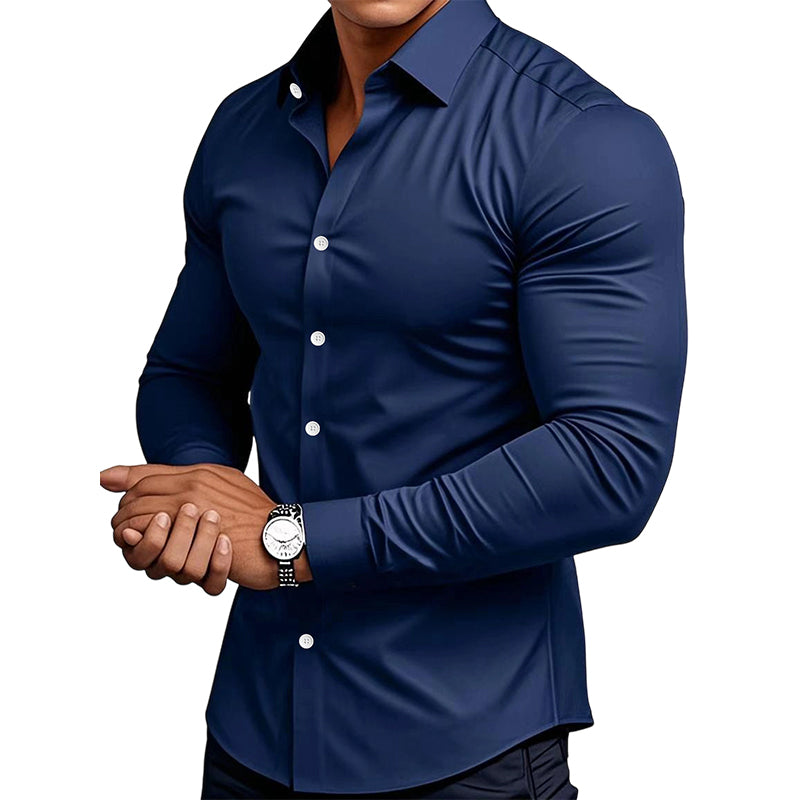 đ„LAST DAY SALE 50% OFFđ„Men's Solid Color Lapel Long Sleeve Button-Down Shirts