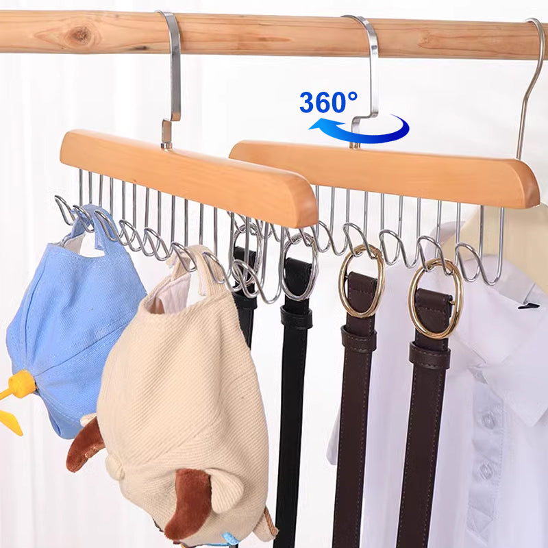 Hölzerner Gürtelaufhänger für den Kleiderschrank mit 8 Haken