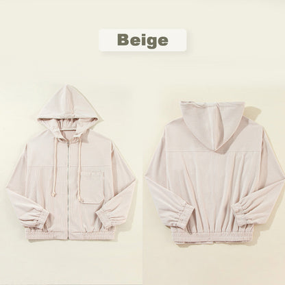 🍂Damen Lässige Jacke mit Reverskragen und Kapuze