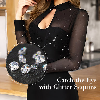 😍🌟Glitzerndes Kleid💓Sexy Mesh-Bodycon-Minikleid✨🌹