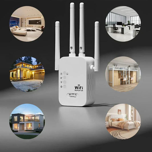 🎁 Laatste dag 50% korting 🔥 WiFi-extender 2025,1200 Mbps Dual-band signaalversterker (5 GHz/2,4 GHz), dekt 10.000 vierkante voet en 50 apparaten, repeater met Ethernet-poort voor thuis