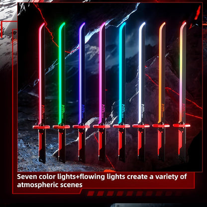Lichtzwaard 7 kleuren vloeiend vonkend zwaard met geluidseffecten Led-zwaard met rooklichtzwaard voor kinderen
