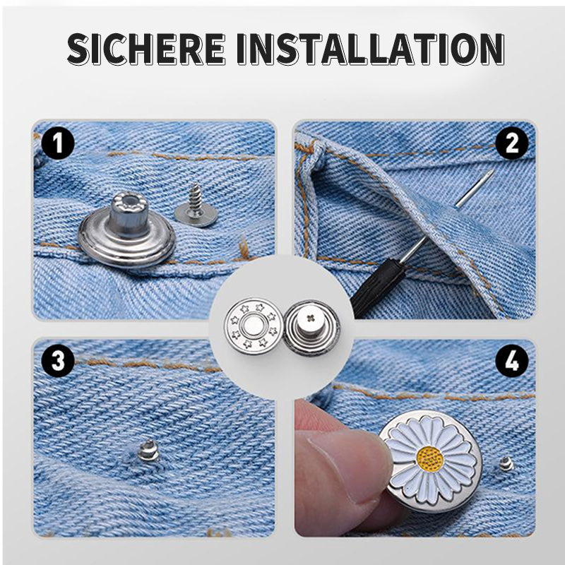 Abnehmbares Jeansknöpfe-Set ohne Nähen