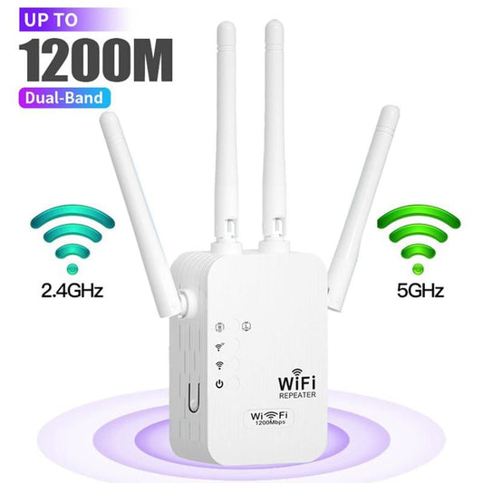 🎄Kerstpromoties🎅WiFi-versterker 2025, 1200 Mbps dual-band (5 GHz/2,4 GHz) signaalversterker, dekt 930 m² en 50 apparaten, repeater met ethernetpoort voor thuis, cadeaus