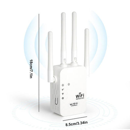 🎄Kerstpromoties🎅WiFi-versterker 2025, 1200 Mbps dual-band (5 GHz/2,4 GHz) signaalversterker, dekt 930 m² en 50 apparaten, repeater met ethernetpoort voor thuis, cadeaus
