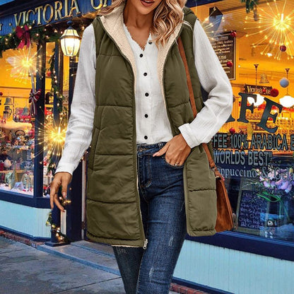 💖Herbst & Winter Neuankünfte - Damen Herbst Reversible Weste Ärmellose Faux Fleece Jacke【Kostenloser Versand！】