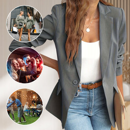 Elegantes, weiches, unifarbenes Reversknopfsakko