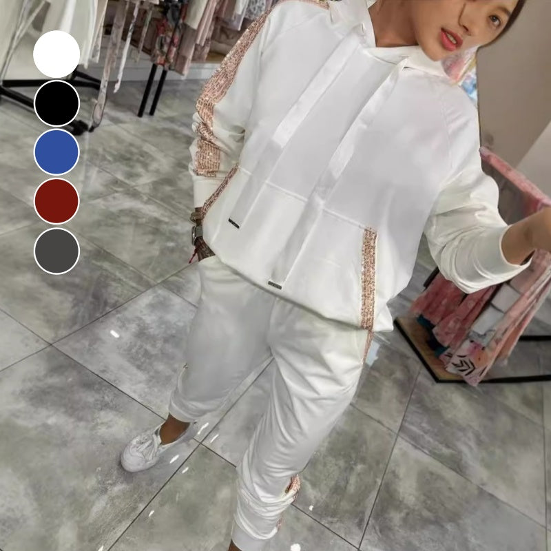 ✨Herbst-Neuankünfte Begrenzte Zeit 50% Rabatt✨Damen Kapuzenoberteile mit Kordelzug ＆ Hosen 2-Teiliges Set