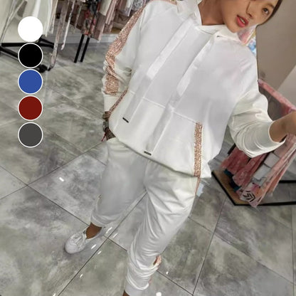 ✨Herbst-Neuankünfte Begrenzte Zeit 50% Rabatt✨Damen Kapuzenoberteile mit Kordelzug ＆ Hosen 2-Teiliges Set