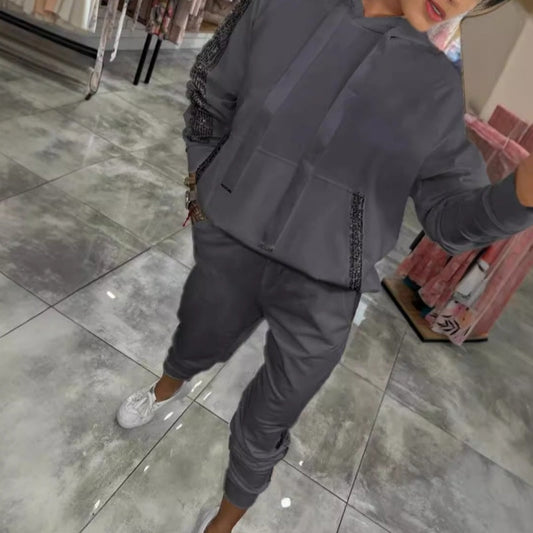 ✨Herbst-Neuankünfte Begrenzte Zeit 50% Rabatt✨Damen Kapuzenoberteile mit Kordelzug ＆ Hosen 2-Teiliges Set