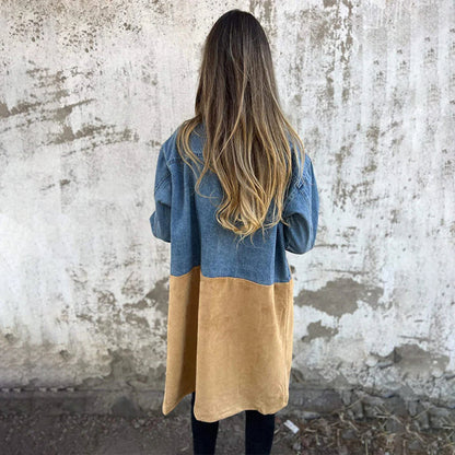 🥰 zeitlich begrenztes preisliches Angebot 🥰Mittellanger Trenchcoat mit Denim-Jeans-Nähten
