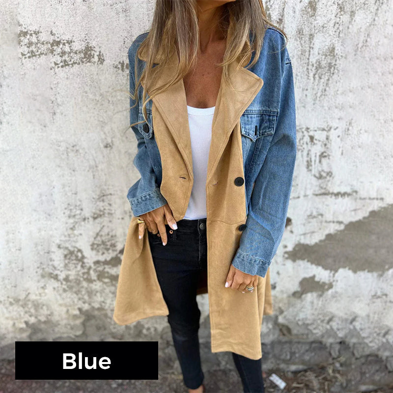 🥰 zeitlich begrenztes preisliches Angebot 🥰Mittellanger Trenchcoat mit Denim-Jeans-Nähten