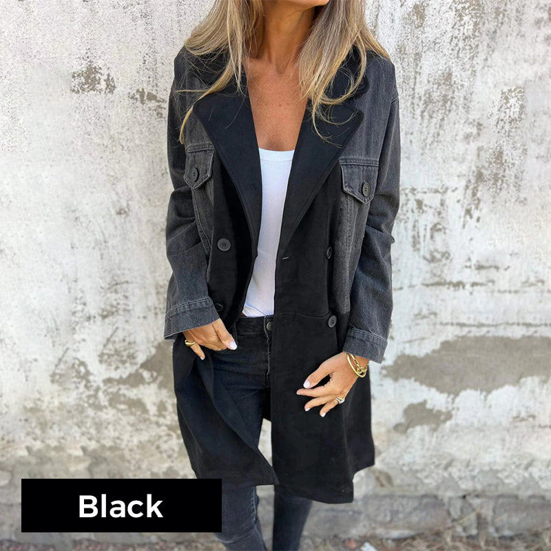 🥰 zeitlich begrenztes preisliches Angebot 🥰Mittellanger Trenchcoat mit Denim-Jeans-Nähten