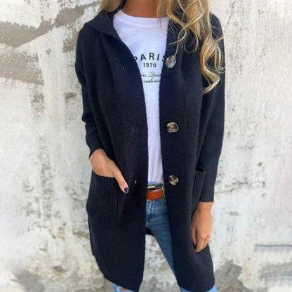 🍂Herbst-Specials🍂Knopfstrickjacke mit Kapuze für Frauen🥳