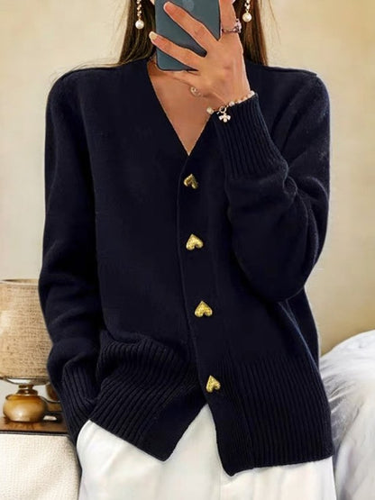 🎁Damen-Cardigan aus einfarbiger Wolle mit Knöpfen für den Winter