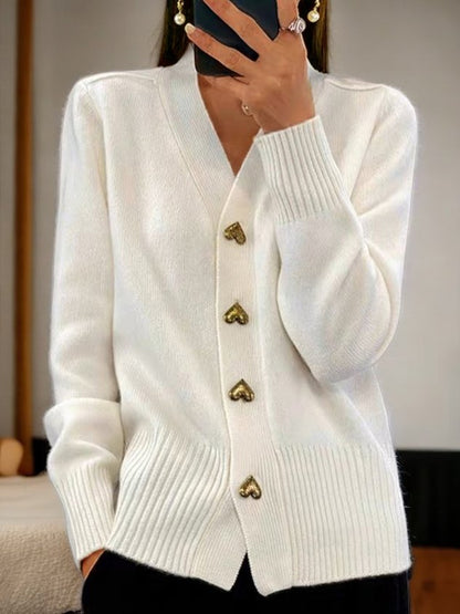 🎁Damen-Cardigan aus einfarbiger Wolle mit Knöpfen für den Winter
