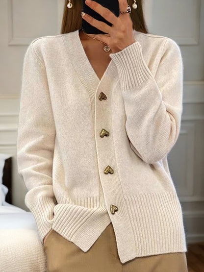 🎁Damen-Cardigan aus einfarbiger Wolle mit Knöpfen für den Winter