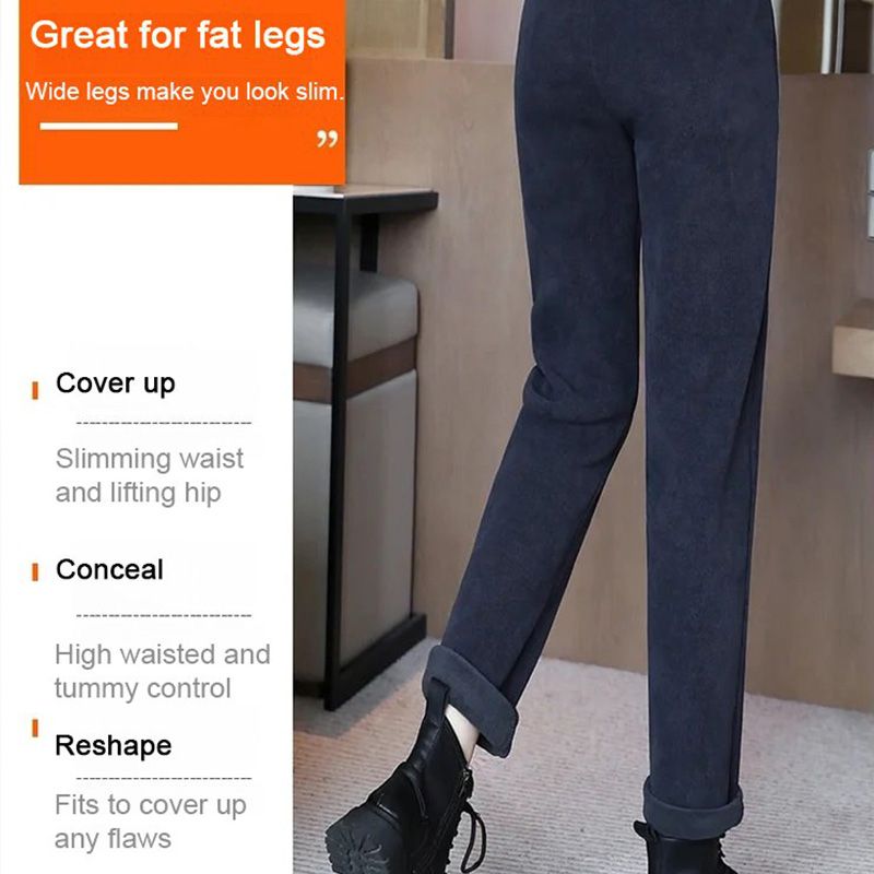 👖 Hoch taillierte, warme Damenhose mit Kunstfell-Futter