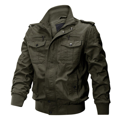 Herren Militärjacke mit Stehkragen und Reißverschluss