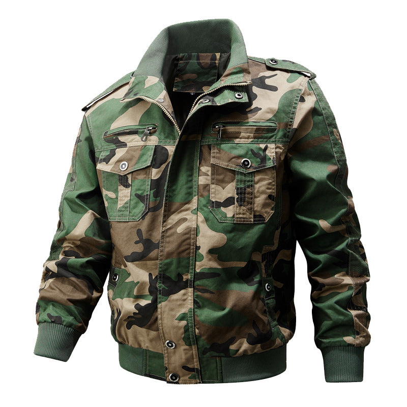 Herren Militärjacke mit Stehkragen und Reißverschluss